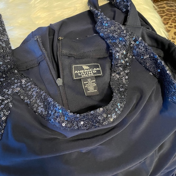 Figure Flattering Dress with Beading - American Living Dress - Navy - Size 12 - Picture 3 of 3